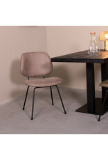 Damn LABEL51 Eetkamerstoel Bello - Taupe - Micro Suede - Zwart Metalen Frame