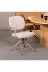 Damn LABEL51 Eetkamerstoel Basel - Naturel - Royal Boucle - Taupe Metalen Frame