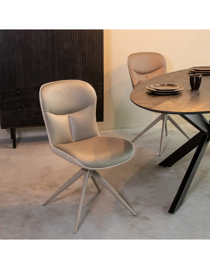 Damn LABEL51 Eetkamerstoel Thorben - Forest - Microvezel - Taupe Metalen Frame