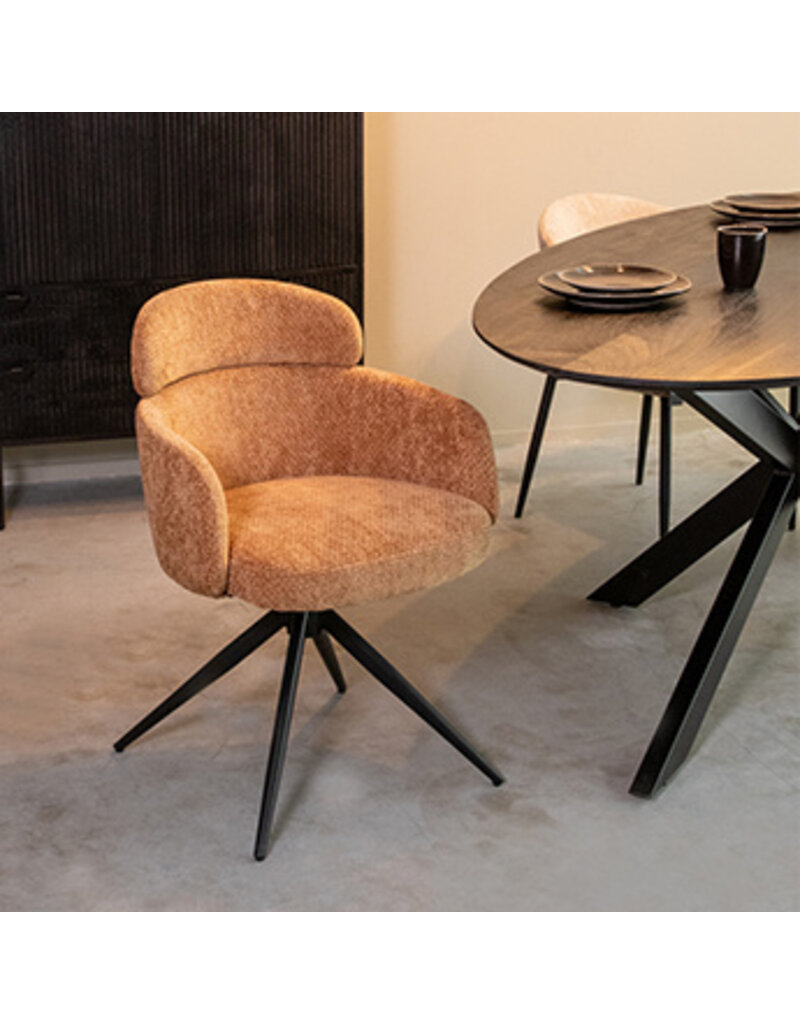Damn LABEL51 Eetkamerstoel Levi - Cognac - Elite - Zwart Metalen Frame