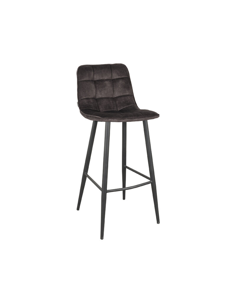 Damn LABEL51 Barkruk Jelt - Antraciet - Velours - Hoog