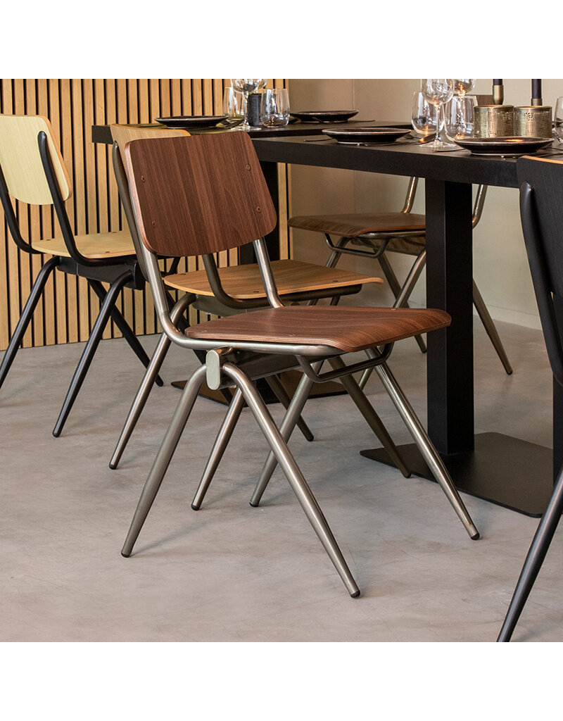LABEL51 Eetkamerstoel Solid - Donkerbruin - Hout