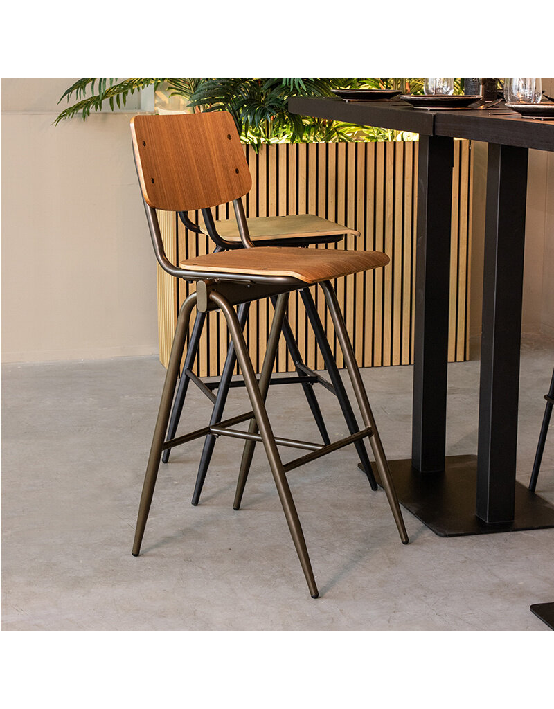 LABEL51 Barkruk Solid - Bruin - Hout - Zithoogte 75