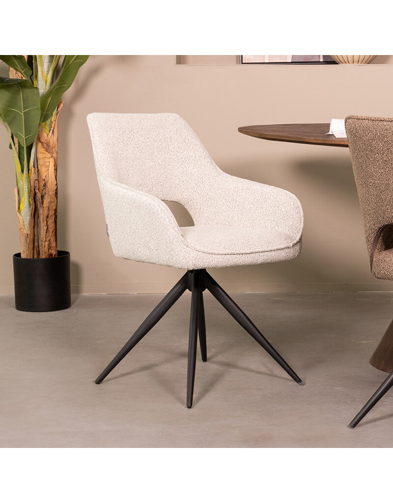 LABEL51 Eetkamerstoel Finley - Wit - Boucle