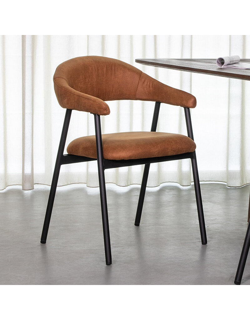 LABEL51 Eetkamerstoel Amaze - Cognac - Micro Suede