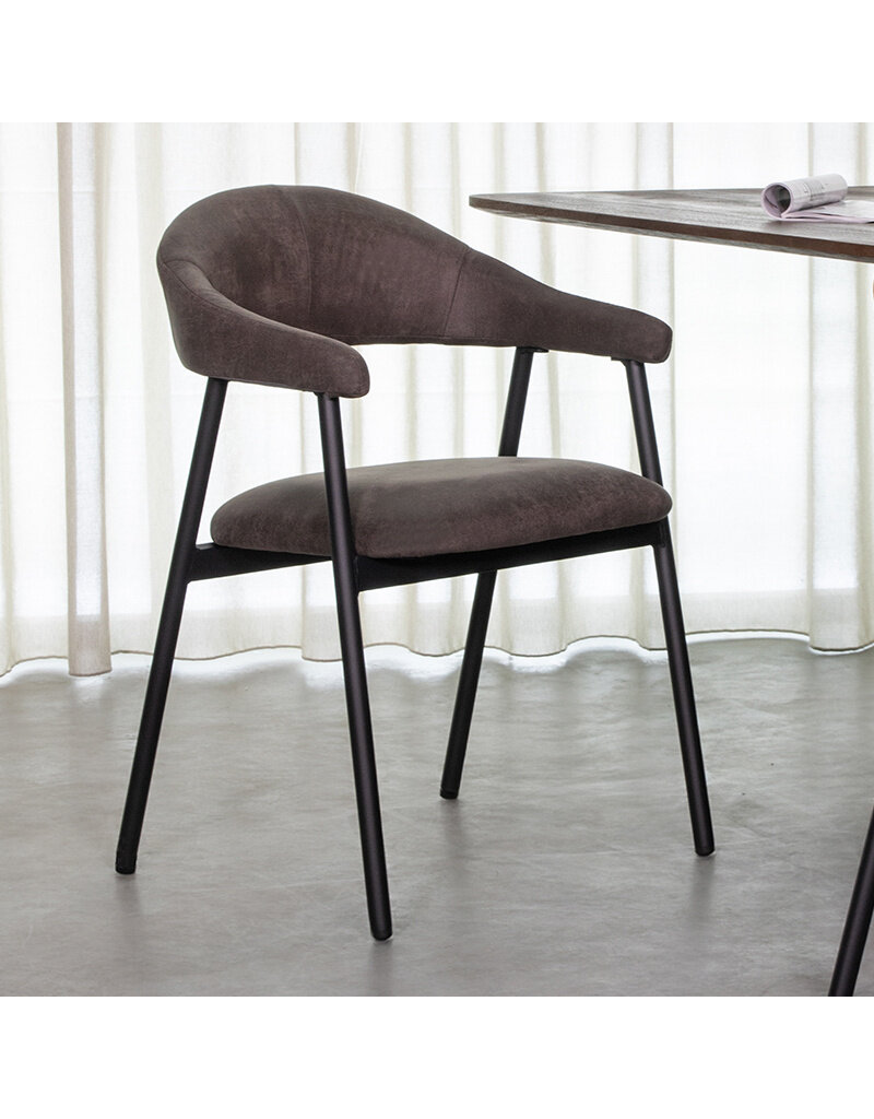 LABEL51 Eetkamerstoel Amaze - Antraciet - Micro Suede