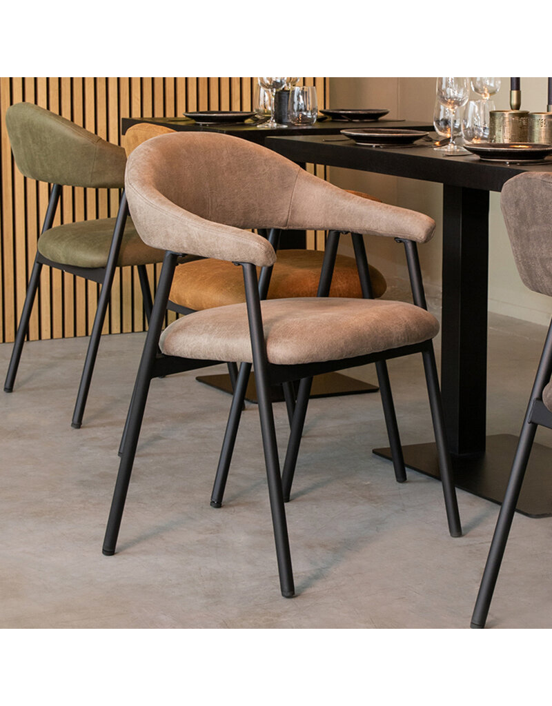 LABEL51 Eetkamerstoel Amaze - Taupe - Micro Suede