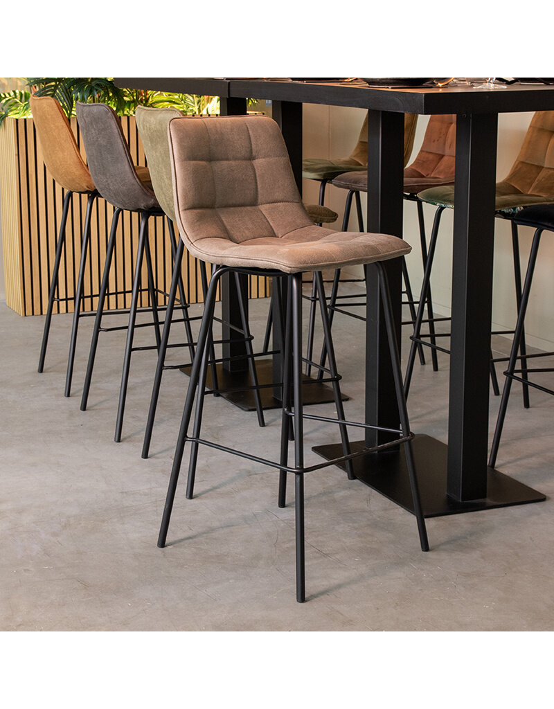 LABEL51 Barkruk Bistro - Taupe - Micro Suede