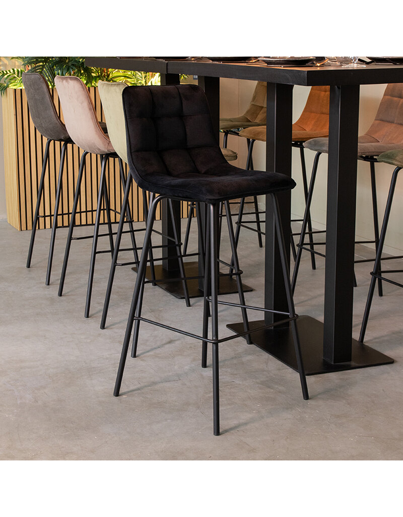 LABEL51 Barkruk Bistro - Zwart - Fluweel
