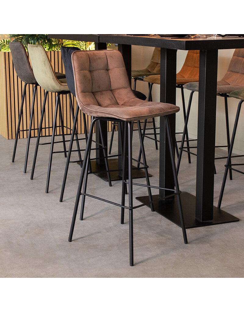 LABEL51 Barkruk Bistro - Taupe - Fluweel
