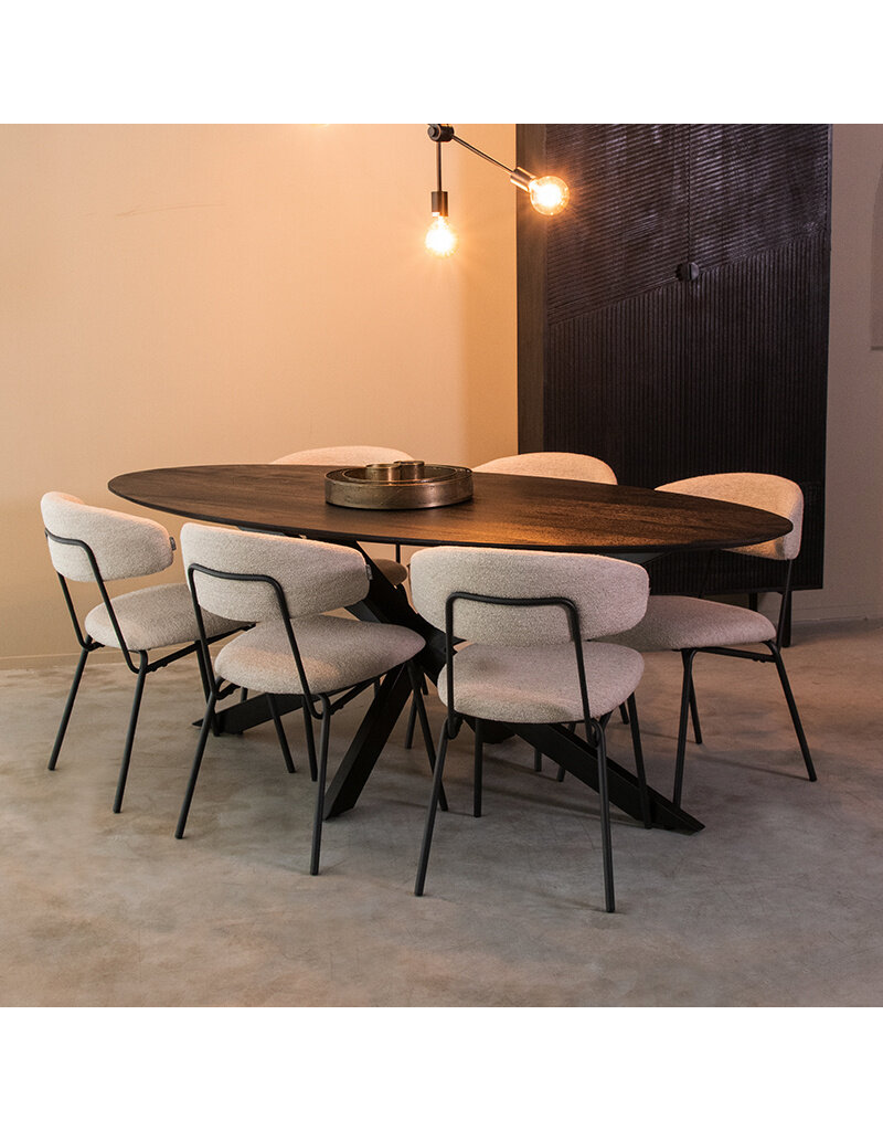 LABEL51 Eetkamertafel James - Zwart - Mangohout - 240 cm - Ovaal