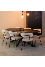 LABEL51 Eetkamertafel James - Zwart - Mangohout - 210 cm - Ovaal