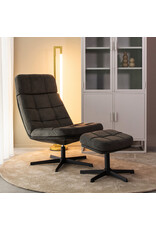 LABEL51 LABEL51 Fauteuil Alvar - Antraciet - Cosmo - Incl. Hocker