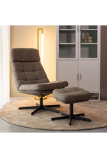 LABEL51 LABEL51 Fauteuil Alvar - Taupe - Boucle - Incl. Hocker