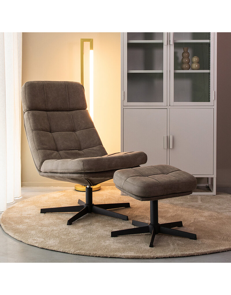 LABEL51 LABEL51 Fauteuil Alvar - Taupe - Boucle - Incl. Hocker