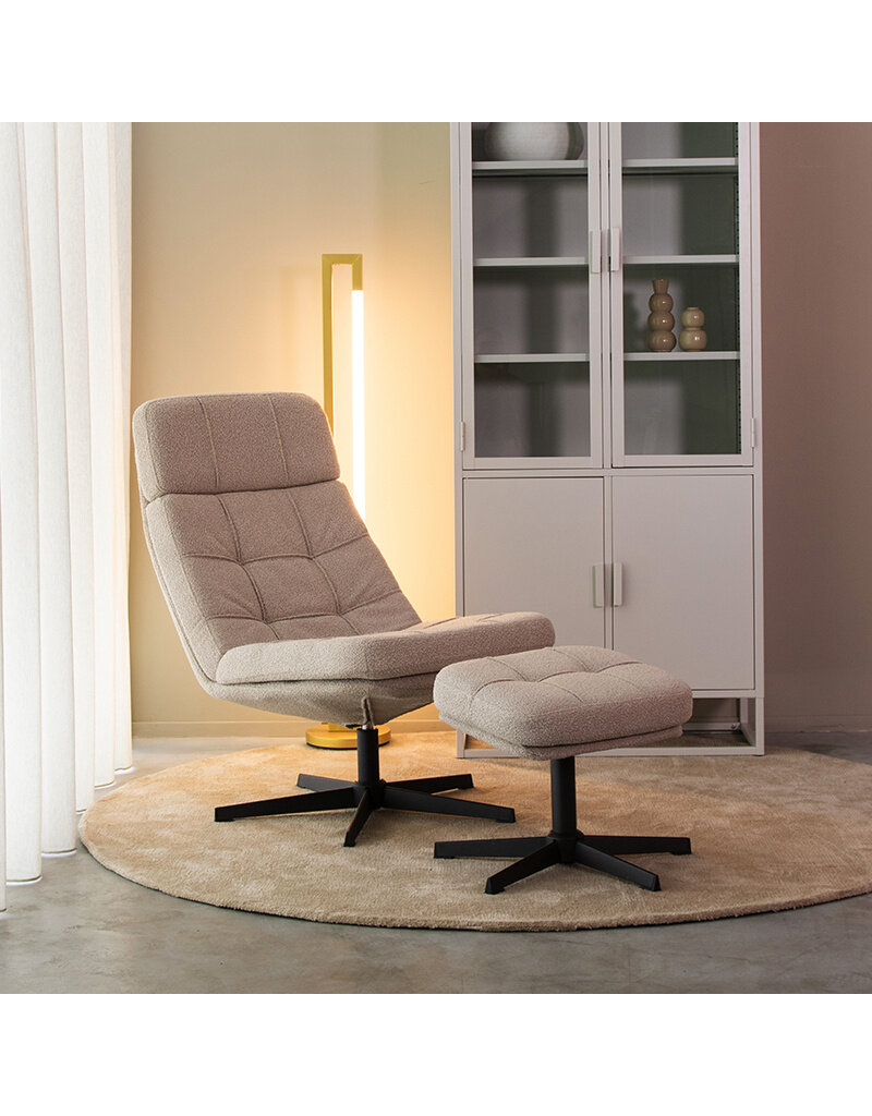 LABEL51 LABEL51 Fauteuil Alvar - Naturel - Boucle - Incl. Hocker