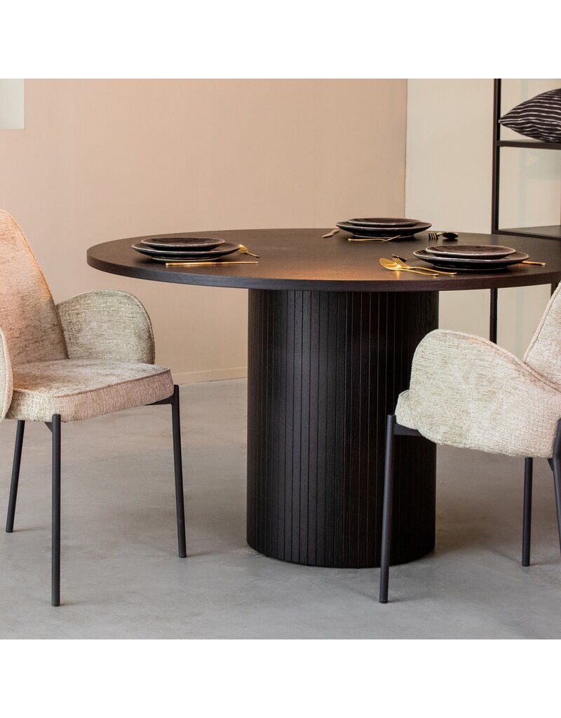 LABEL51 LABEL51 Eetkamertafel Oliva - Zwart - Eiken - 130 cm - Rond