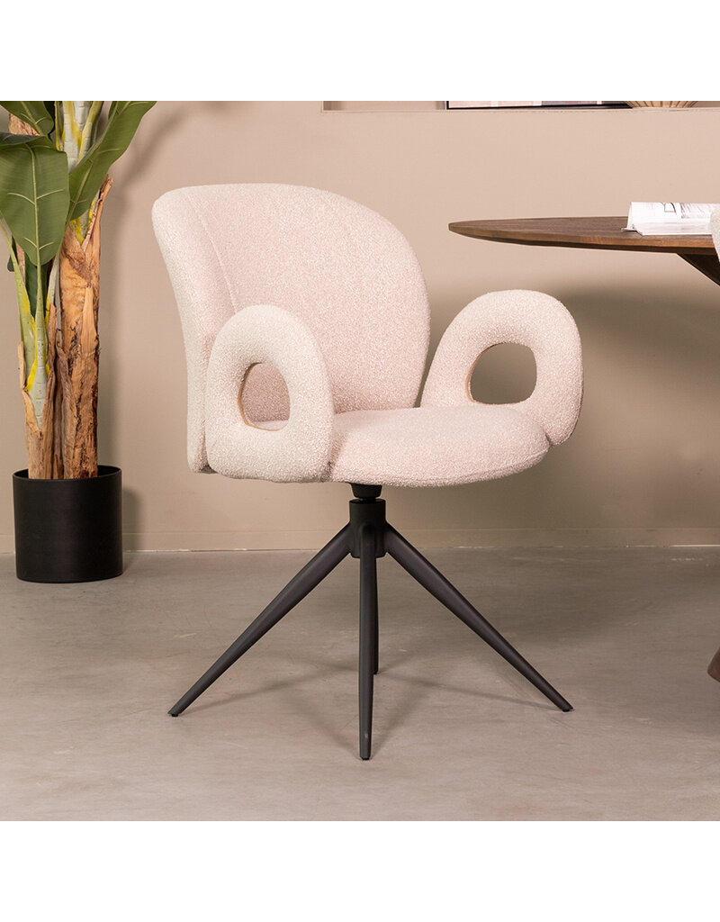 LABEL51 LABEL51 Eetkamerstoel Neo - Naturel - Boucle - Zwart Onderstel