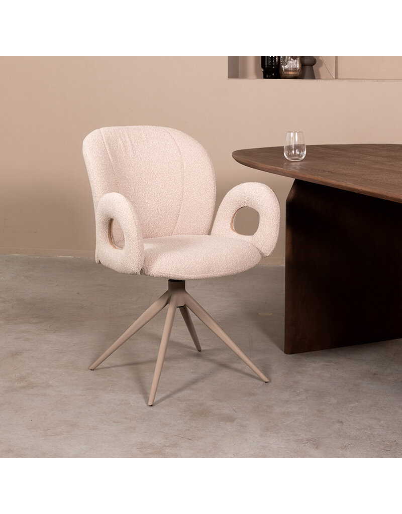 LABEL51 LABEL51 Eetkamerstoel Neo - Naturel - Boucle - Taupe Onderstel