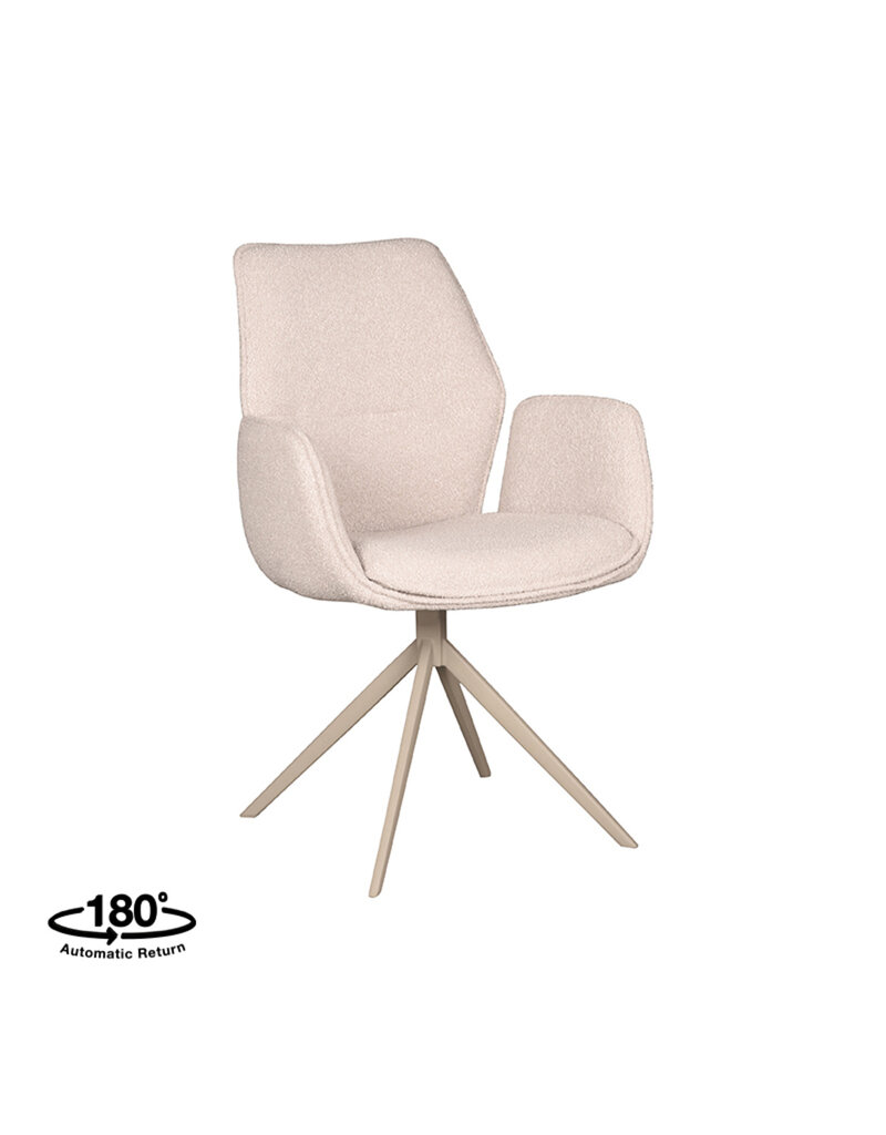 LABEL51 LABEL51 Eetkamerstoel Mellow - Naturel - Boucle - Taupe Onderstel