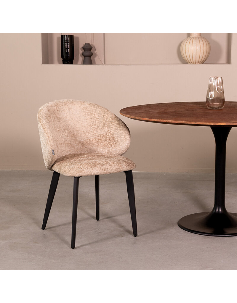 LABEL51 LABEL51 Eetkamerstoel Logan - Beige - Fluweel