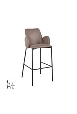LABEL51 LABEL51 Barkruk Joni - Taupe - Microfiber - Zithoogte 78 cm