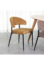 Damn LABEL51 Eetkamerstoel Bliss - Mustard - Chenille - Zwart Metalen Frame
