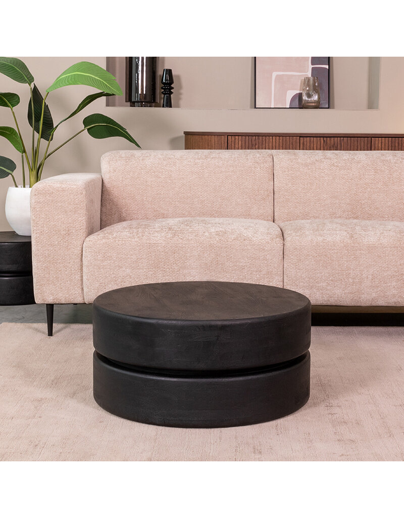 Damn LABEL51 Salontafel Milly - Zwart - Mangohout - 70 cm - Rond