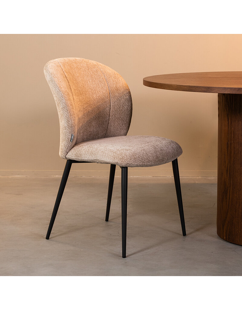 Damn LABEL51 Eetkamerstoel Vino - Clay - Chenille - Zwart Metalen Frame