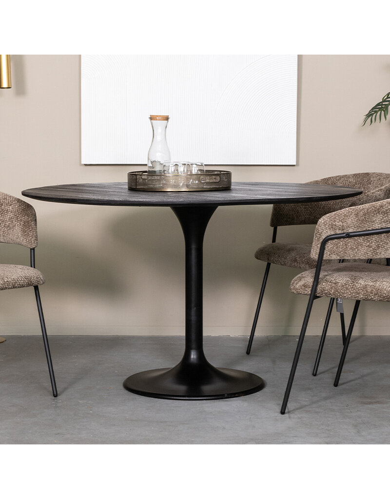Damn LABEL51 Eetkamertafel Otto - Zwart - Mangohout - 130 cm - Rond