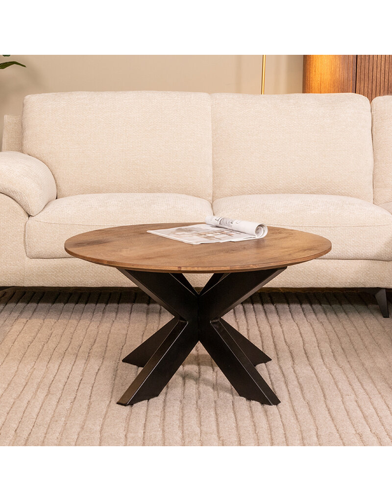 Damn LABEL51 Salontafel Otis - Nature Smooth - Mangohout - 80 cm - Rond