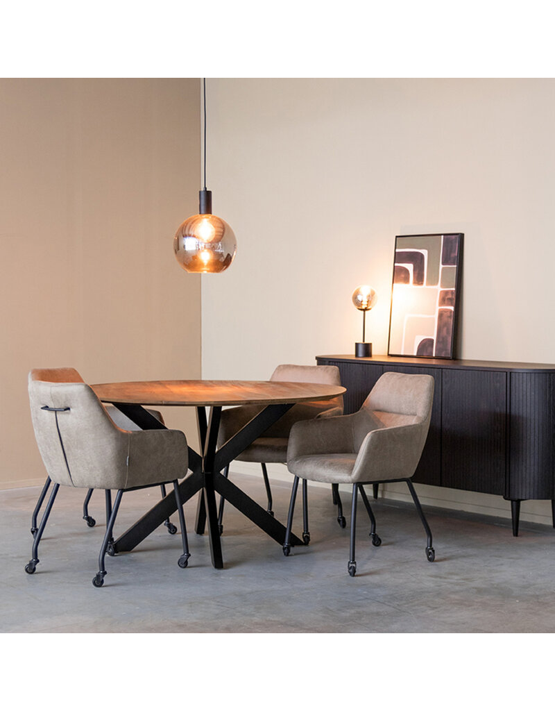 Damn LABEL51 Eetkamertafel Otis - Espresso - Mangohout - 130 cm - Rond