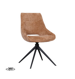 Damn LABEL51 Eetkamerstoel Marlow - Cognac - Chenille - Zwart Metalen Frame