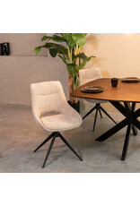 Damn LABEL51 Eetkamerstoel Marlow - Clay - Chenille - Zwart Metalen Frame