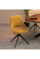 Damn LABEL51 Eetkamerstoel Marlow - Mustard - Chenille - Zwart Metalen Frame