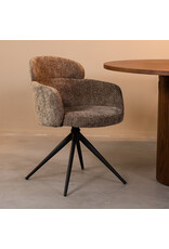 Damn LABEL51 Eetkamerstoel Levi - Hunter - Chenille - Zwart Metalen Frame
