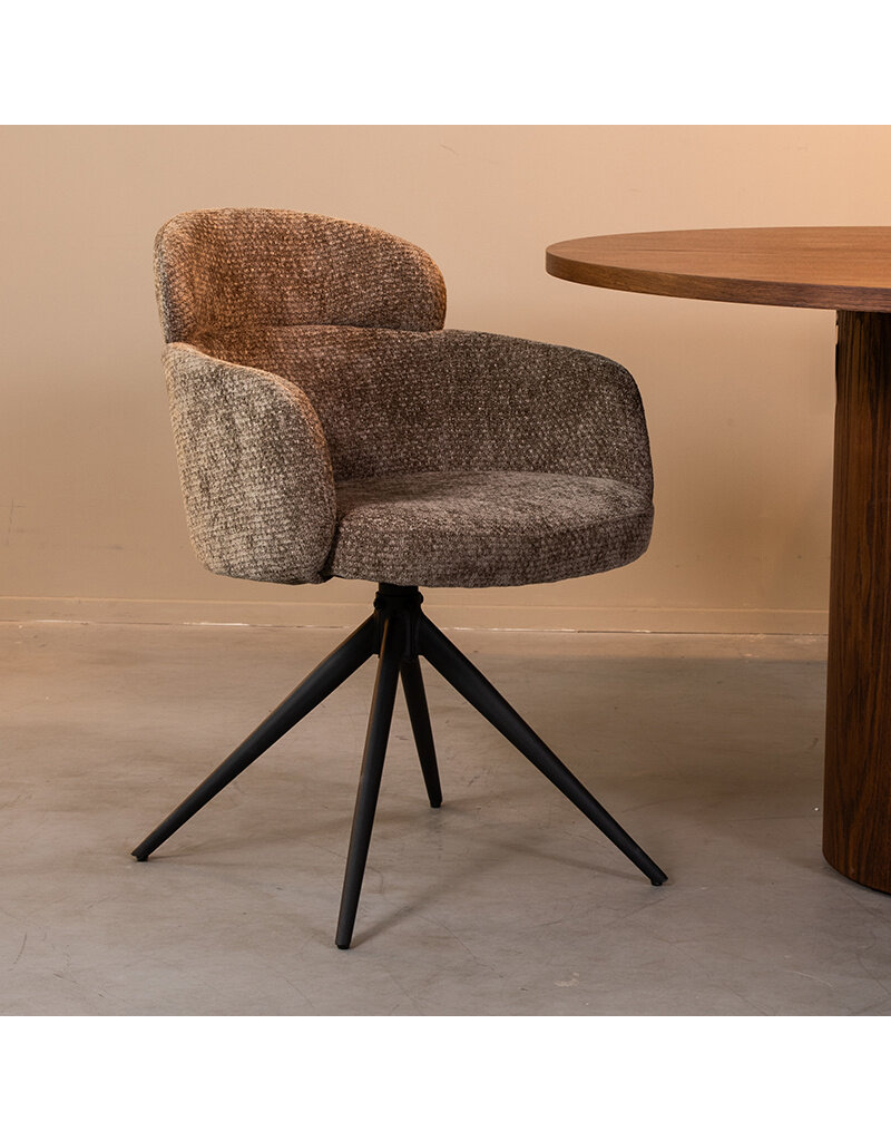 Damn LABEL51 Eetkamerstoel Levi - Hunter - Chenille - Zwart Metalen Frame