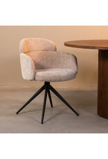 Damn LABEL51 Eetkamerstoel Levi - Clay - Chenille - Zwart Metalen Frame