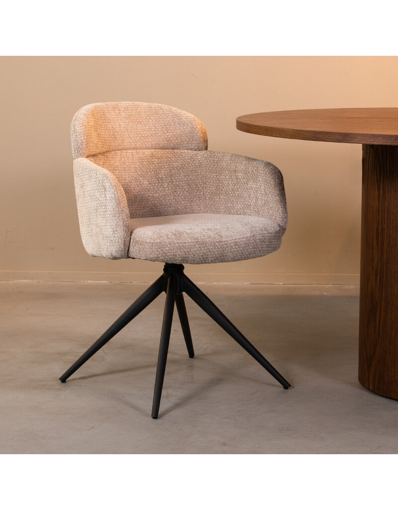 Damn LABEL51 Eetkamerstoel Levi - Clay - Chenille - Zwart Metalen Frame