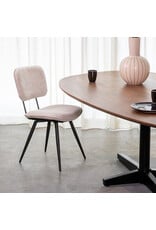 Damn LABEL51 Eetkamerstoel Liva - Naturel - Chenille - Zwart Metalen Frame