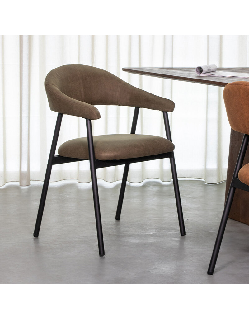 Damn LABEL51 Eetkamerstoel Amaze - Moss - Kunstleder - Zwart Metalen Frame