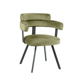 Damn LABEL51 Eetkamerstoel Bardio - Hunter - Velvet - Zwart Metalen Frame