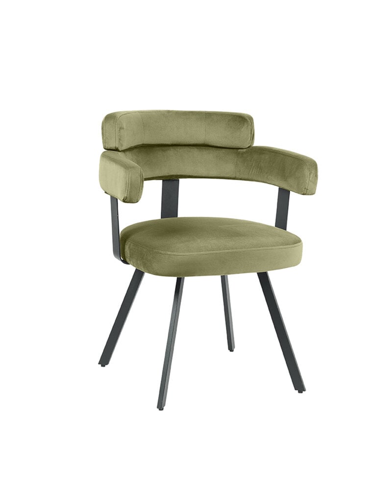 Damn LABEL51 Eetkamerstoel Bardio - Hunter - Velvet - Zwart Metalen Frame