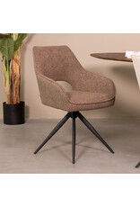 Damn LABEL51 Eetkamerstoel Finley - Bruin - Boucle - Zwart Metalen Frame