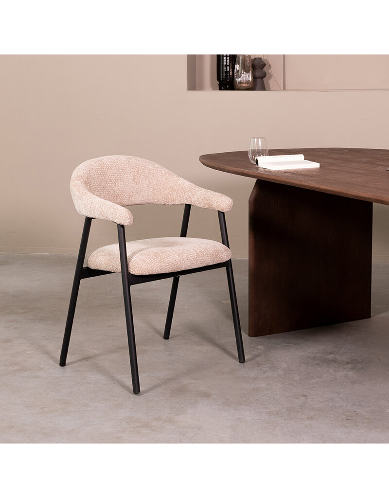 Damn LABEL51 Eetkamerstoel Amaze - Clay - Chenille - Zwart Metalen Frame