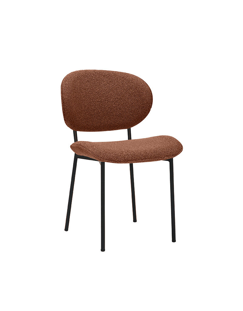 Damn LABEL51 Eetkamerstoel Senn - Coral - Boucle - Zwart Metalen Frame