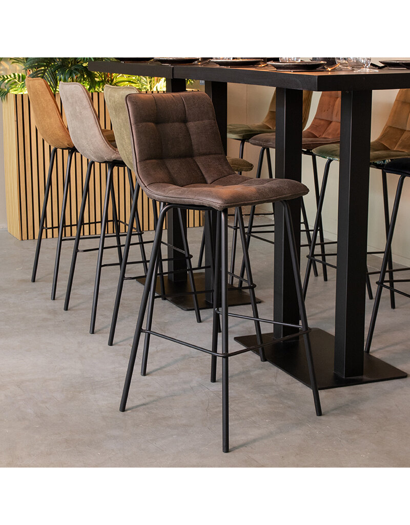 Damn LABEL51 Barkruk Bistro - Antraciet - Micro Suede - Hoog