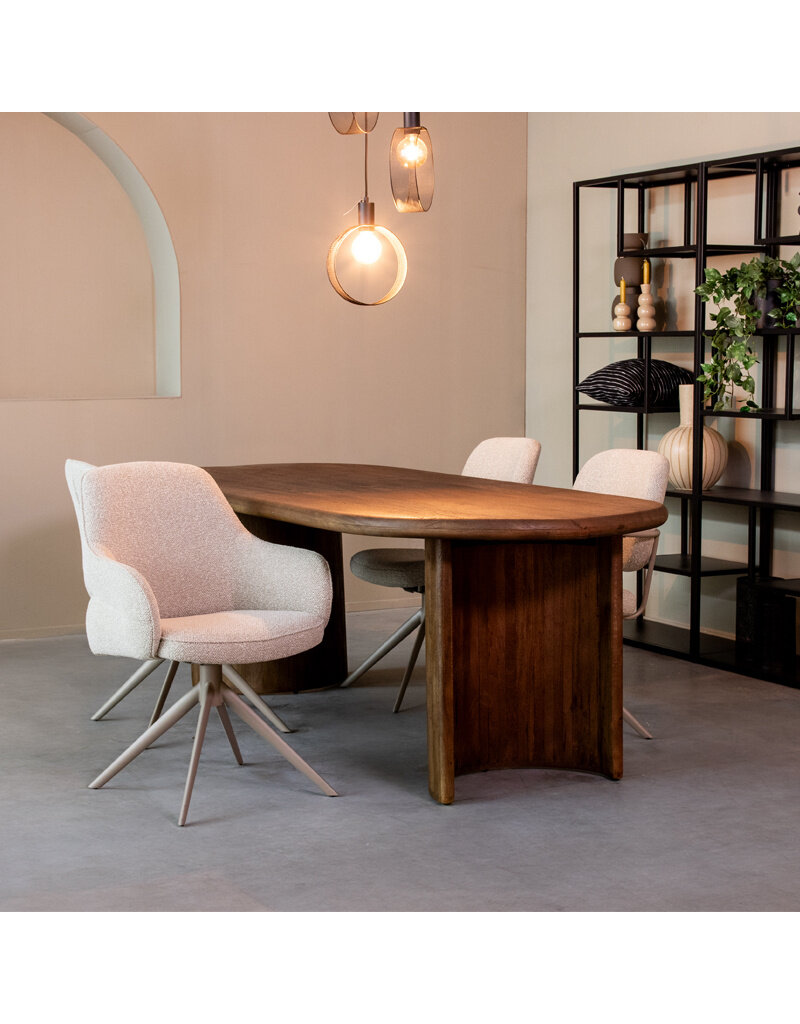 Damn LABEL51 Eetkamerstoel Bern - Naturel - Boucle - Taupe Metalen Frame