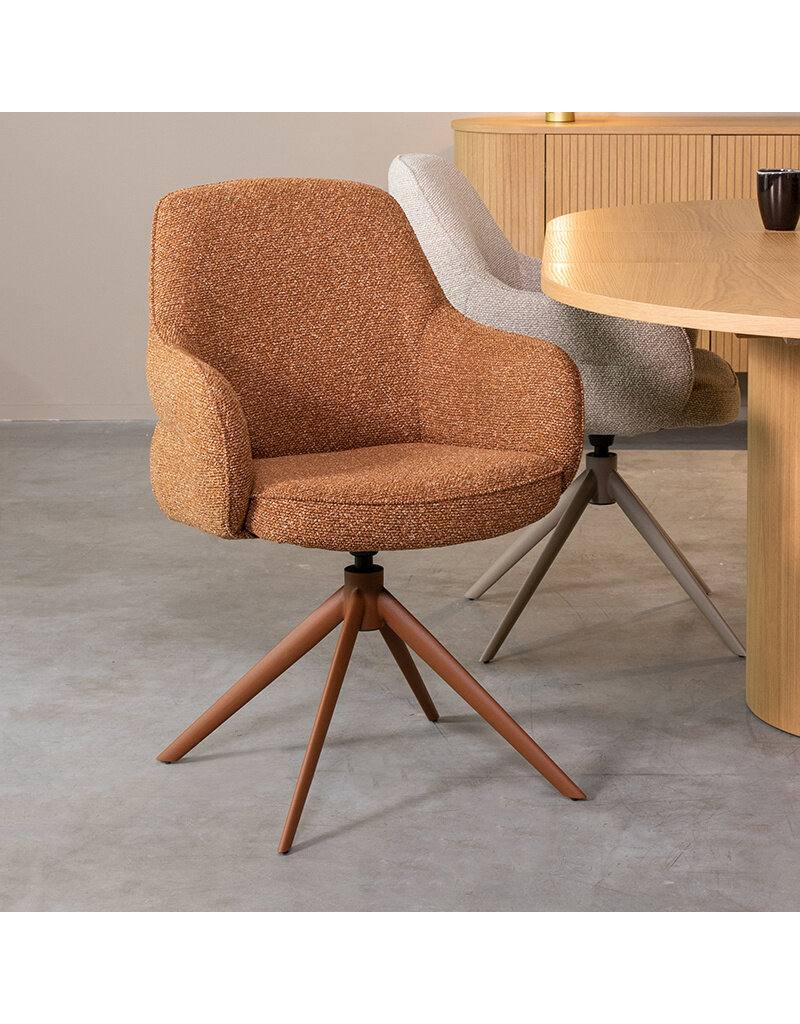Damn LABEL51 Eetkamerstoel Bern - Coral - Boucle - Coral Metalen Frame