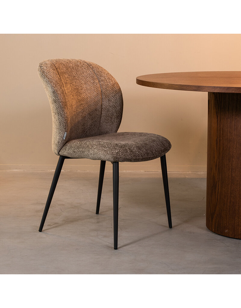 Damn LABEL51 Eetkamerstoel Vino - Hunter - Chenille - Zwart Metalen Frame